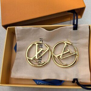 New LV Louise Hoop Earrings - Gold Finish - Includes Packaging